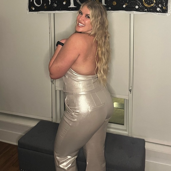 Express Champagne Metallic Pants Size 14L - Picture 3 of 8